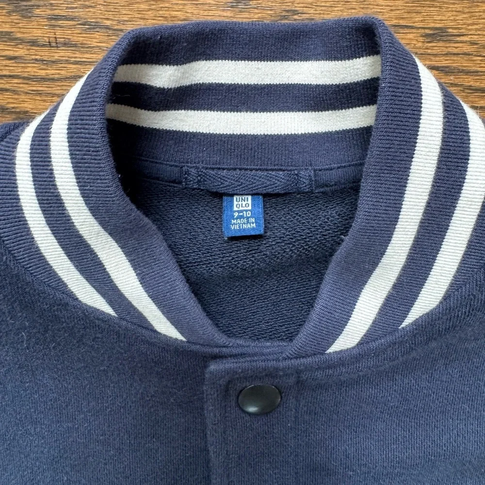 Uniqlo Kids Navy Blue Varsity Jacket, size 9/10